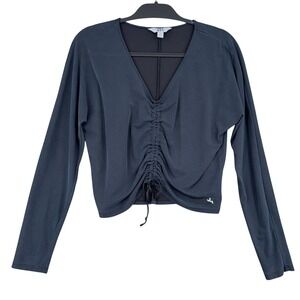 JoyLab Ruched Front Long‎ Sleeve Top Women S Modal Blend Charcoal Gray